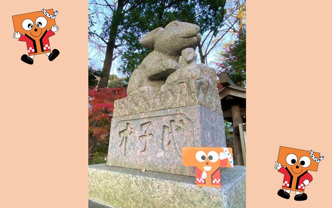 さいたま市「調(つき)神社」より。地元では「つきのみやさま」として親しまれています。月信仰の神社で日本で唯一鳥居の無い神社で、狛犬ならぬ狛兎が入り口で出迎えてくれます。